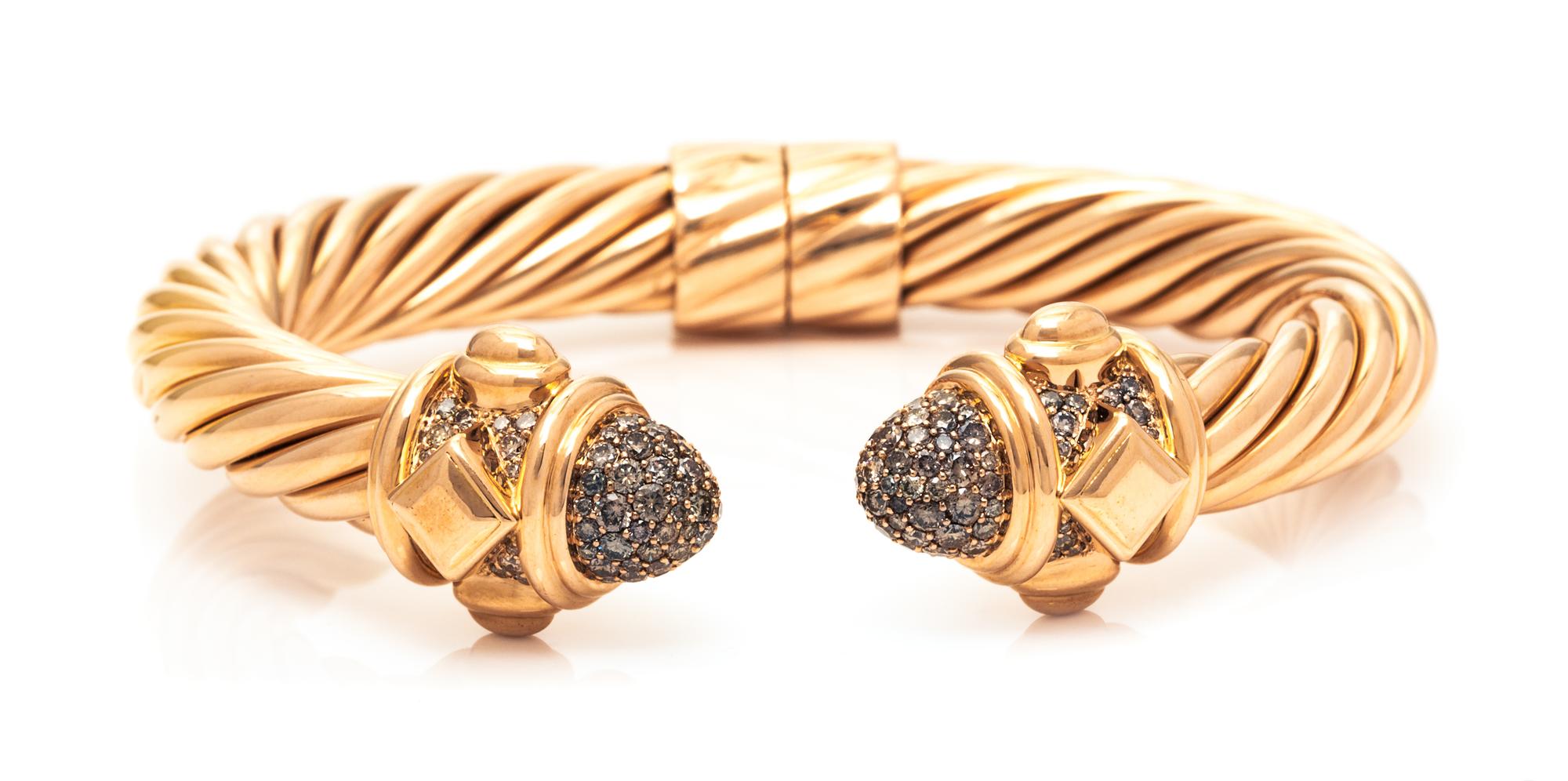 An 18 Karat Rose Gold and Diamond "Renaissance" Cuff Bracelet, David Yurman, 33.90 dwts.