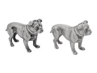 A Pair of Silver Salt and Pepper Shakers in the Form of Bulldogs