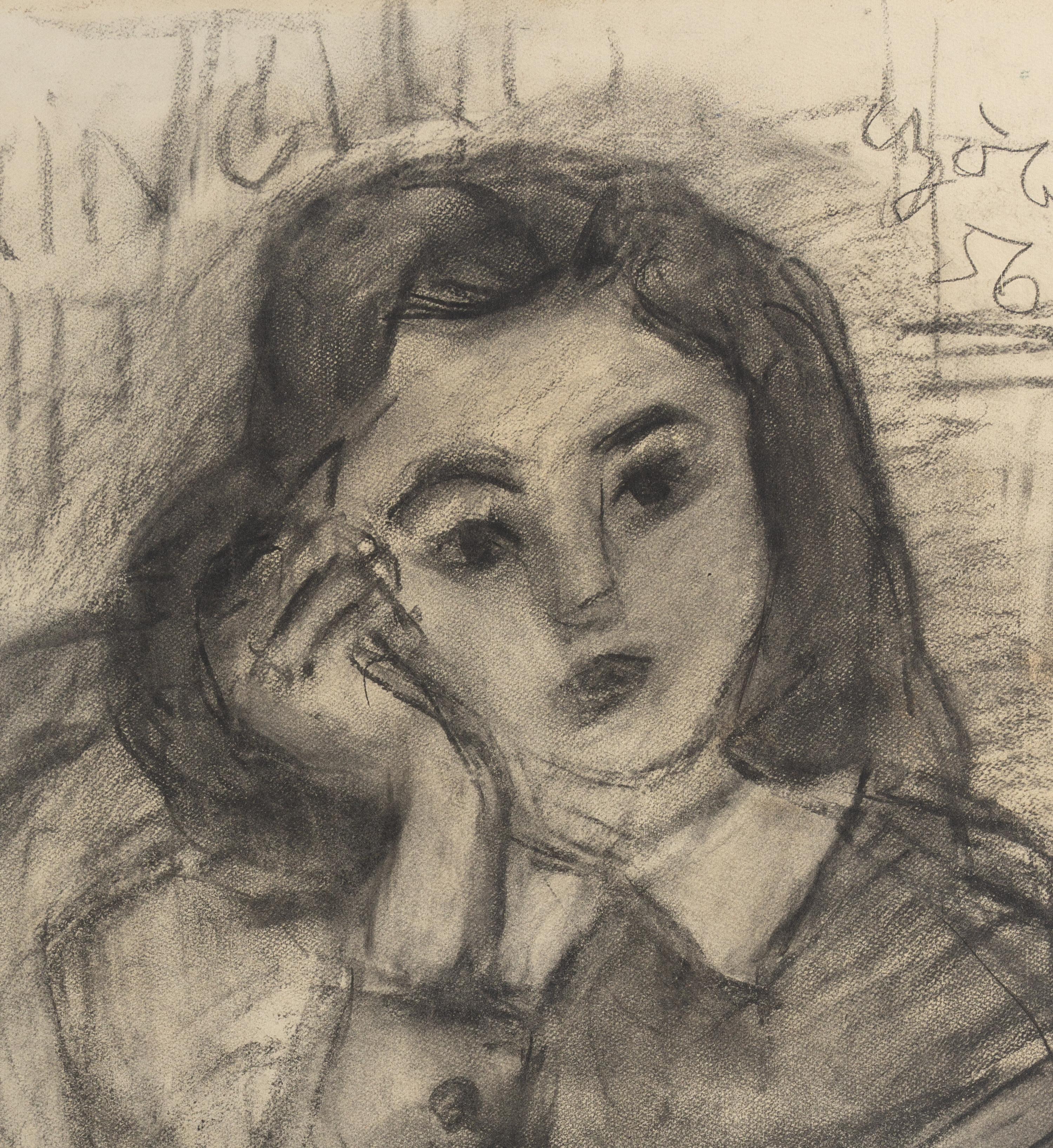 Girl Leaning on Right Hand , 1956