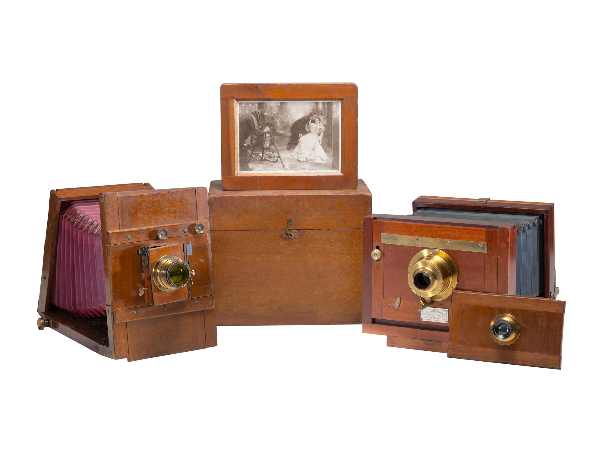[CAMERAS]. Two view cameras, incl. E. & H.T. Anthony example.