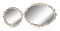 Two Ottoman Empire Style Turkish Silver Mirrors, Bedo, 20th Century, comprising an oval and a circular example, each having a scalloped