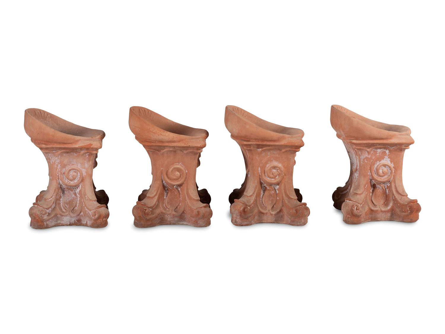Four Terra Cotta Patio Stools