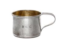 An American Silver Childrens Mug, Gorham Mfg. Co., Providence, RI, of typical form and monogrammed BLC on side.