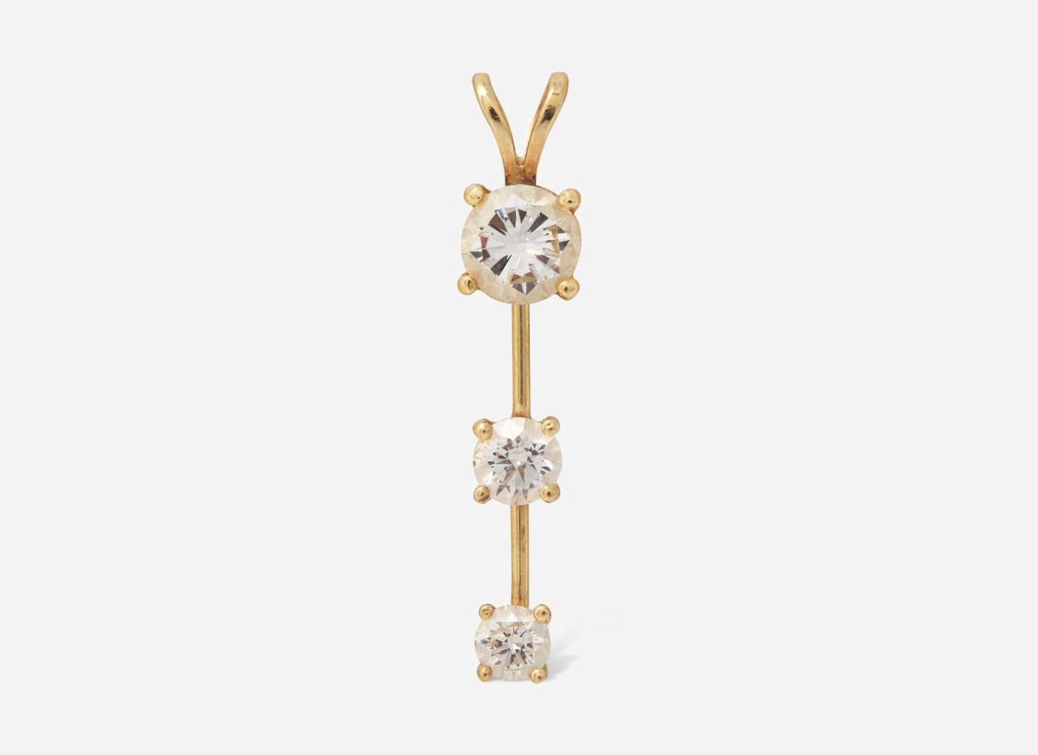A 14K Yellow Gold and Diamond Pendant