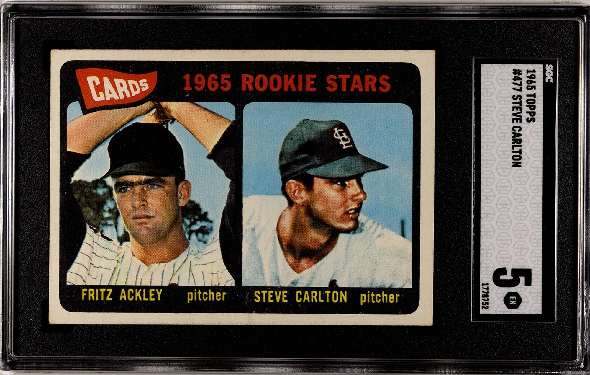 A 1965 Topps Steve Carlton Rookie Baseball Card No. 477 (SGC 5 EX)