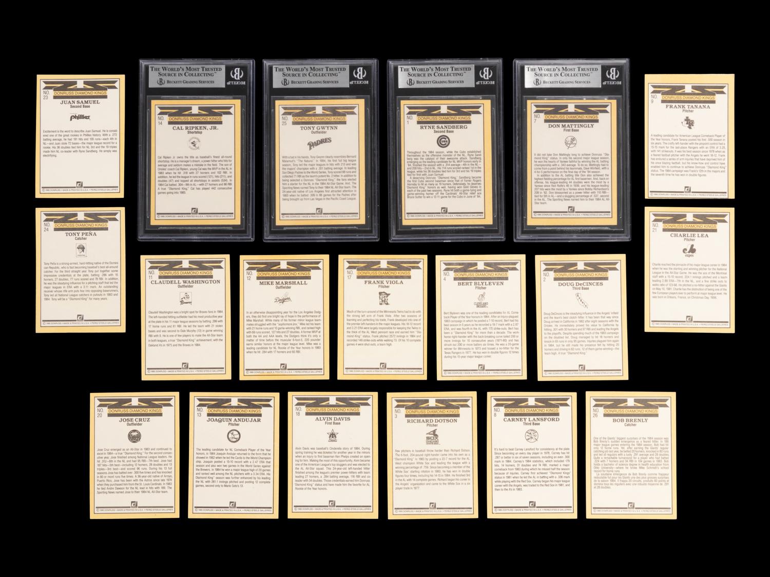 A Group of 19 1985 Donruss Diamond Kings Signed Autograph Baseball Cards Including Multiple Hall of Famers,