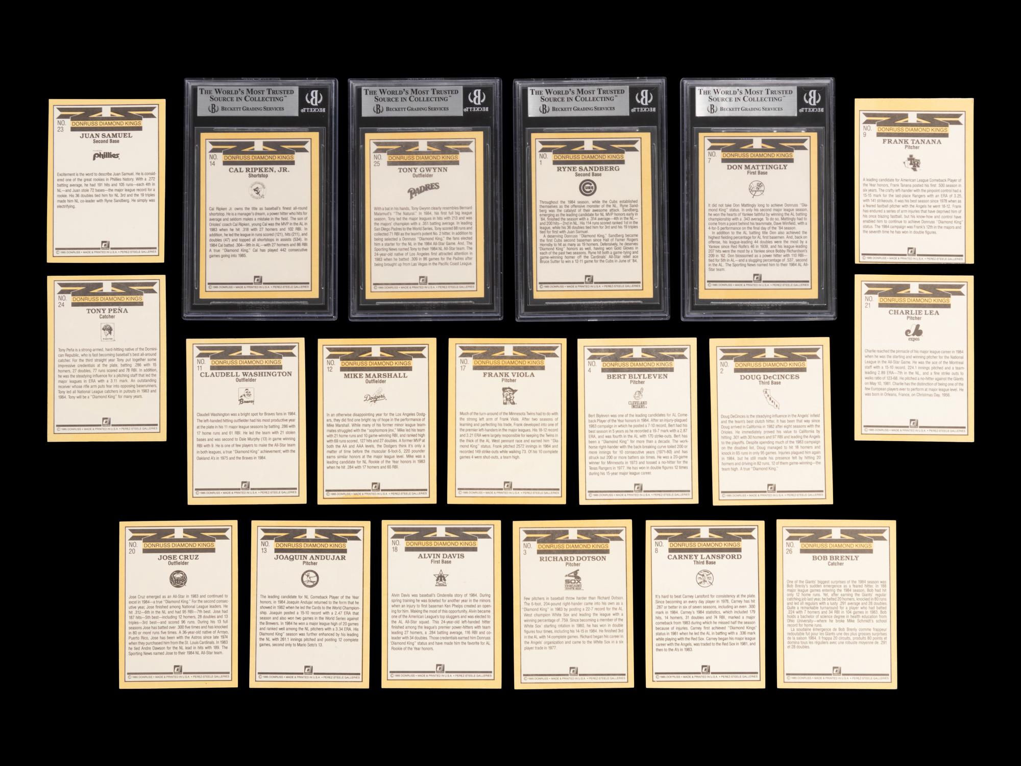 A Group of 19 1985 Donruss Diamond Kings Signed Autograph Baseball Cards Including Multiple Hall of Famers,