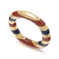 TIFFANY & CO., ANGELA CUMMINGS, YELLOW GOLD, LAPIS LAZULI AND JASPER BANGLE BRACELET