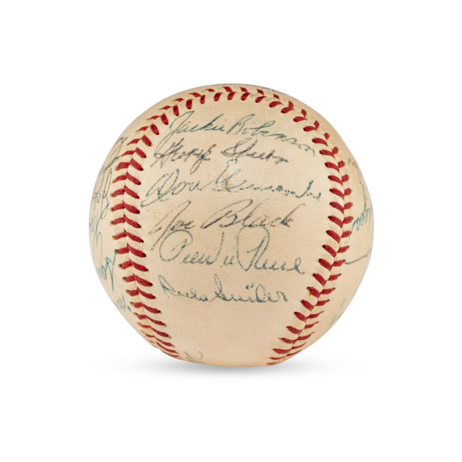 A 1955 Brooklyn Dodgers Team Signed Autograph Baseball Featuring Jackie Robinson (Beckett Authentication Services Letter of Authenticity)