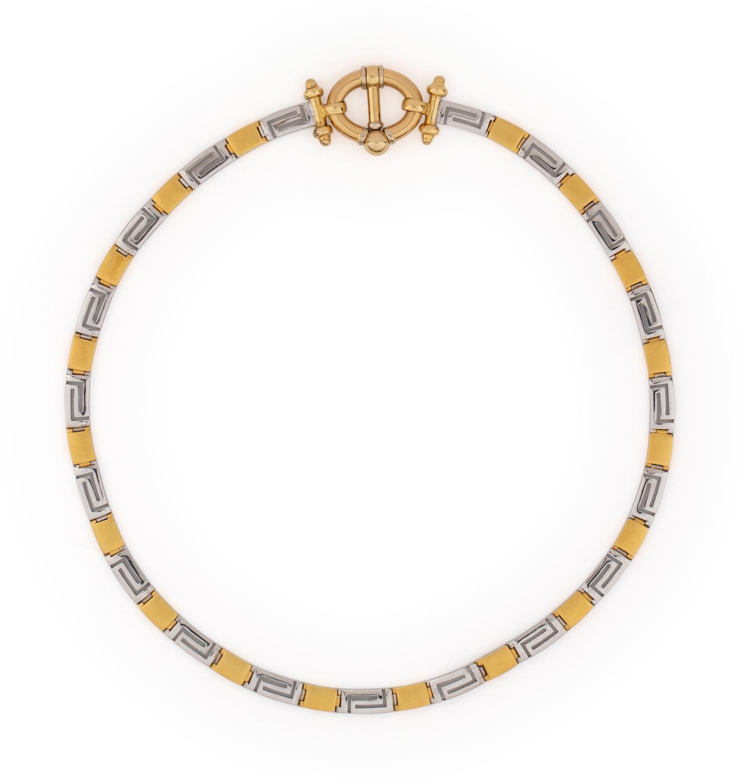 BICOLOR GOLD GREEK KEY NECKLACE