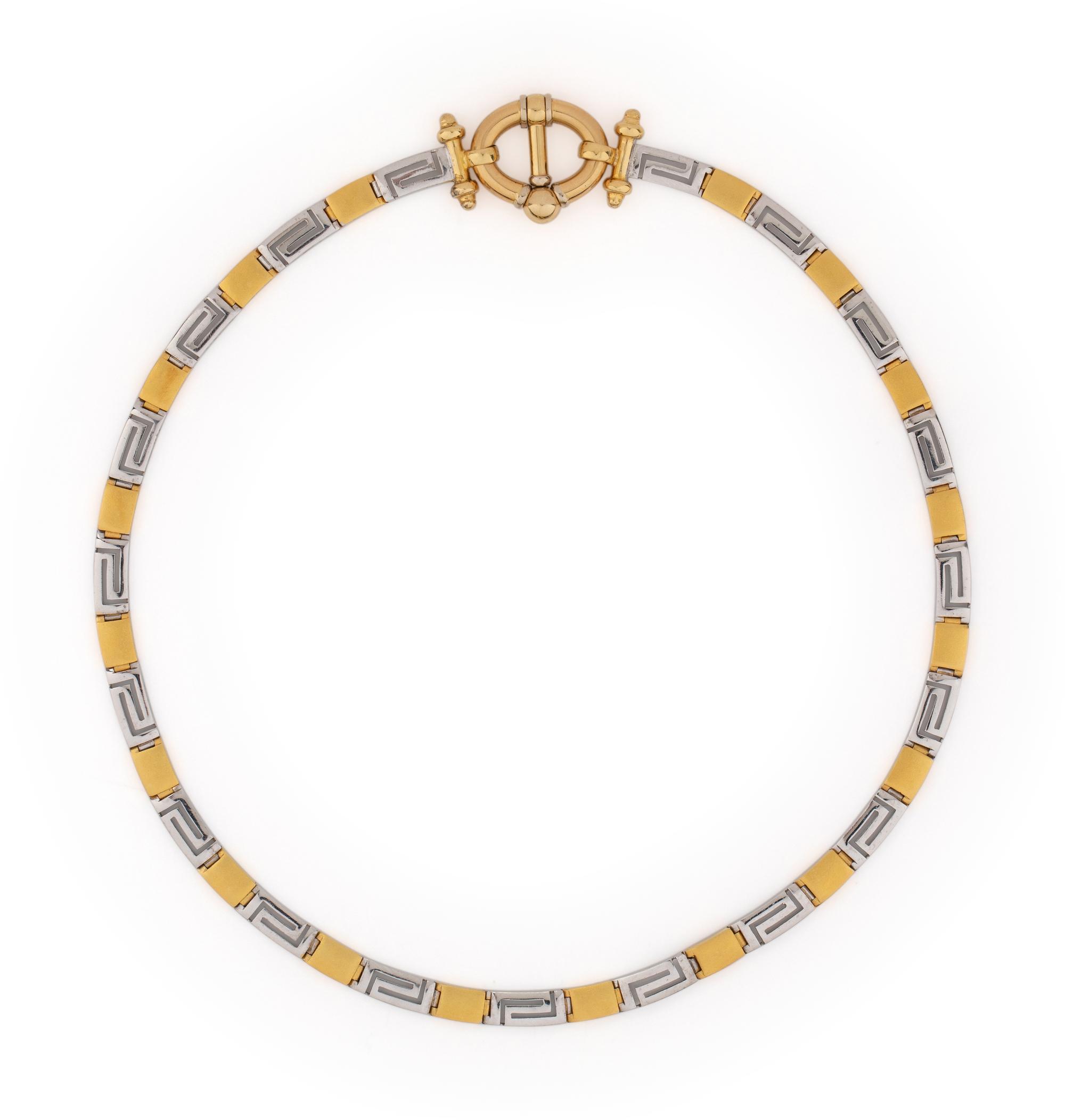BICOLOR GOLD GREEK KEY NECKLACE