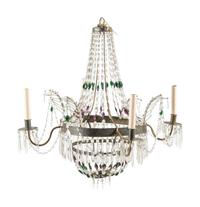 An Empire Style Gilt Metal and Glass Four-Light Chandelier