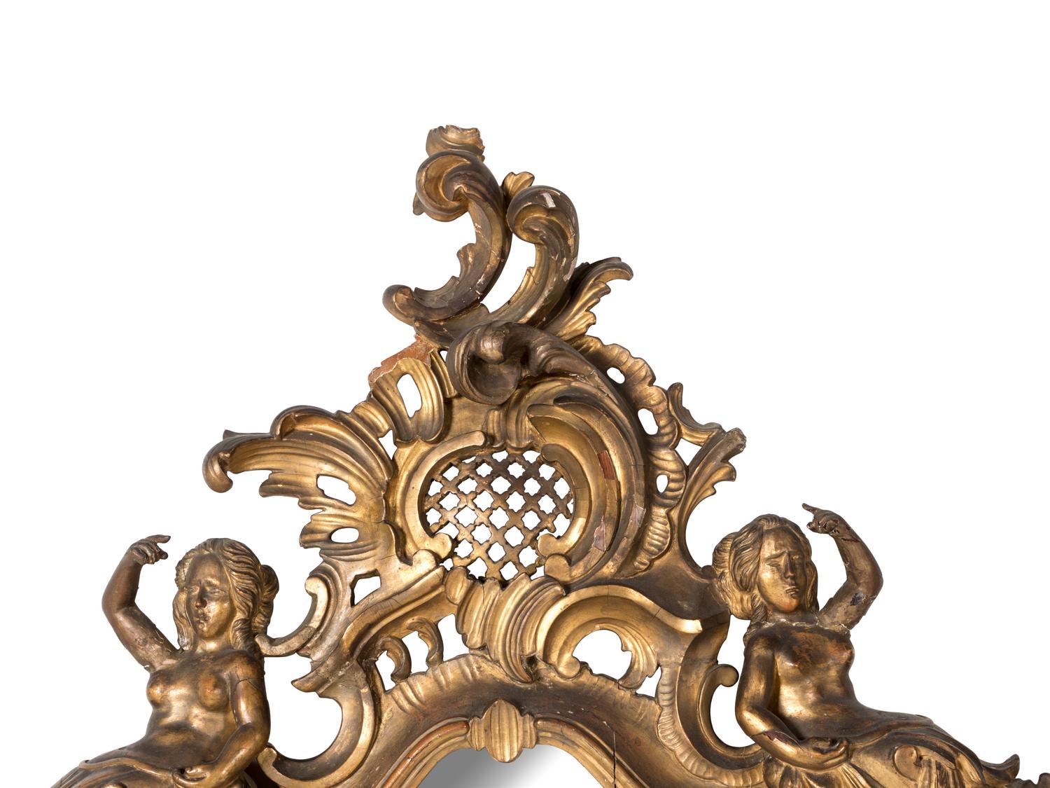 A Pair of Italian Giltwood and Etched Glass Mirrors