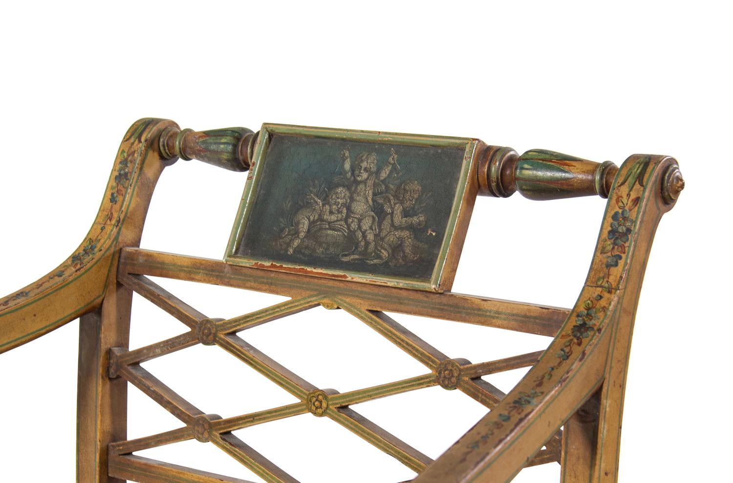 A Pair of Regency Style Painted Armchairs