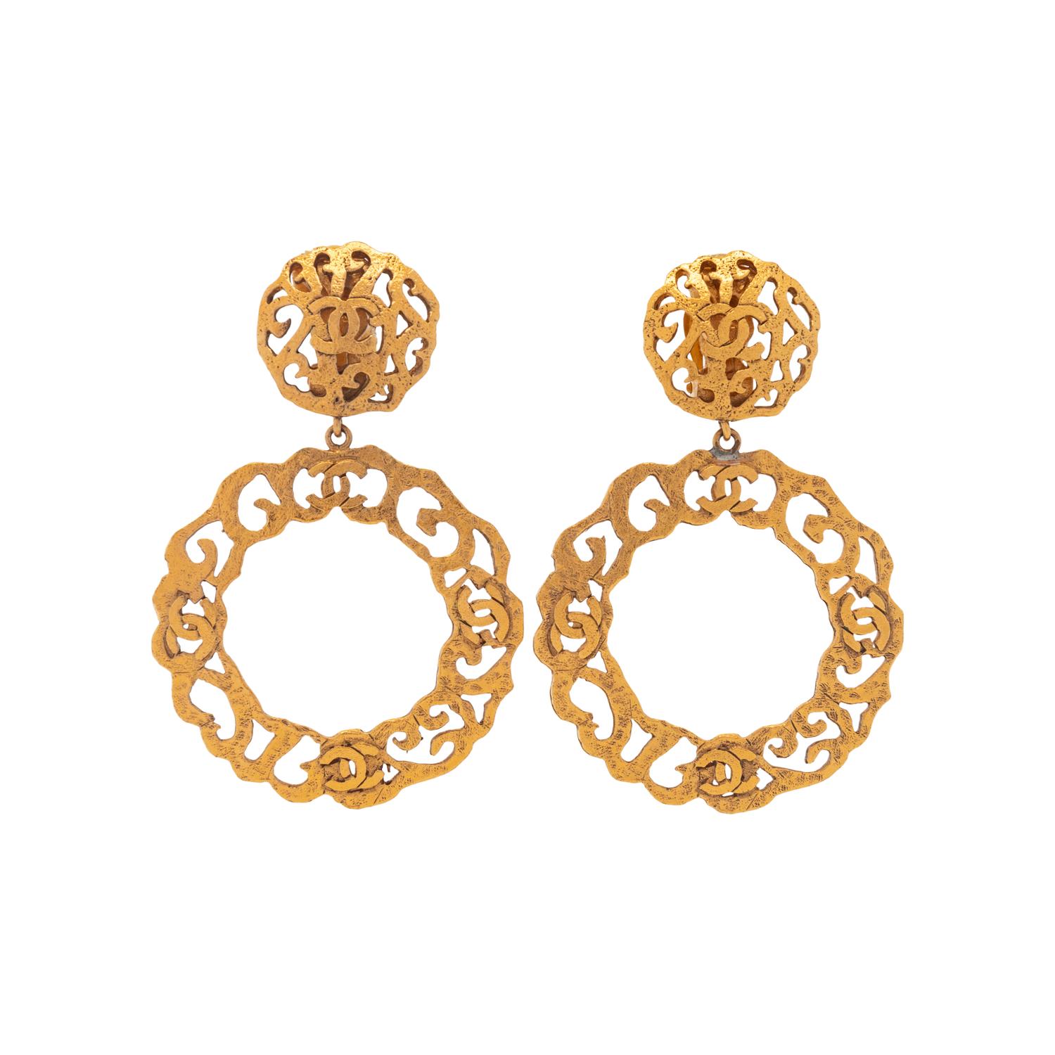 Chanel Filigree Logo Ear Clips
