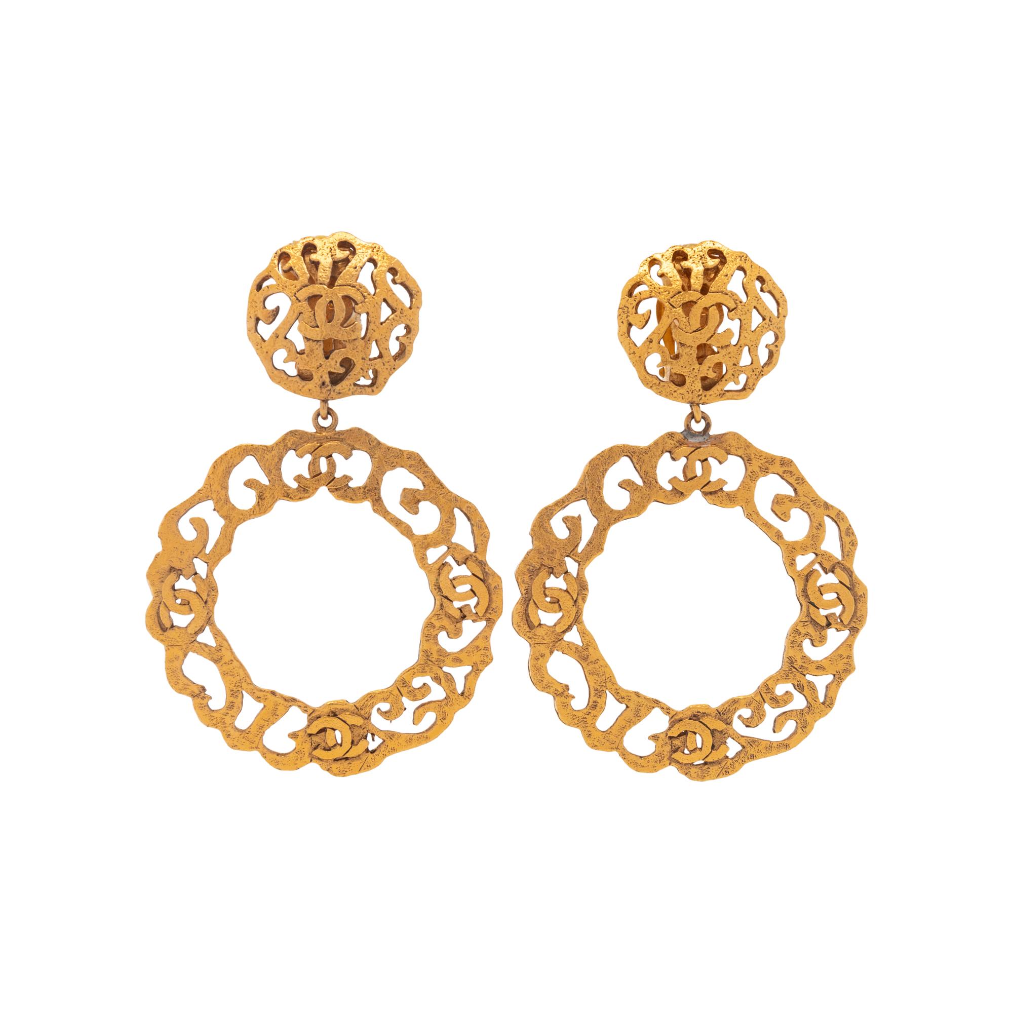Chanel Filigree Logo Ear Clips