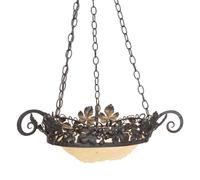 A French Wrought Iron and Frosted Glass Plafonnier