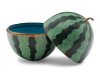 A Chinese Cloisonné Enamel Melon-Form Covered Box