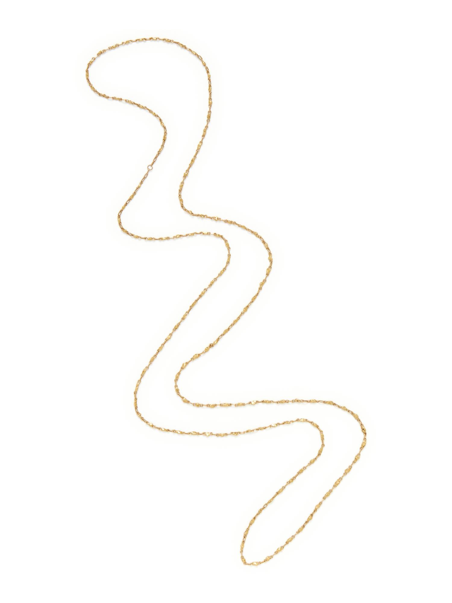 FANCY LINK YELLOW GOLD LONG CHAIN