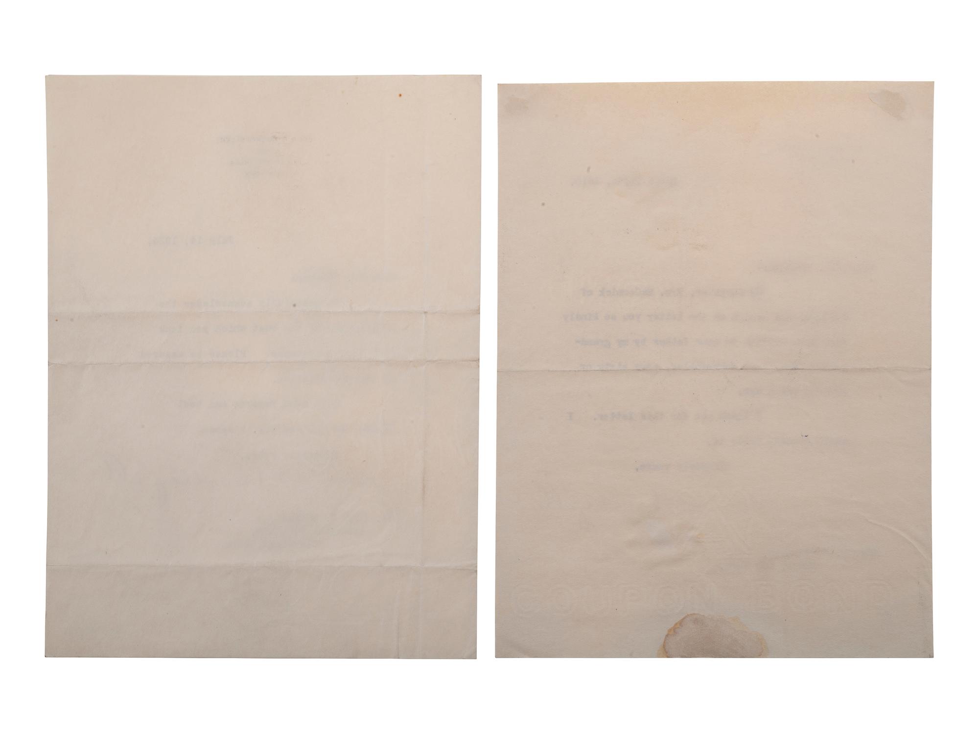 ROCKEFELLER, John D. (1839-1937). A group of 2 Typed Letters Signed ("John D. Rockefeller"). Pocantico Hills, New York.