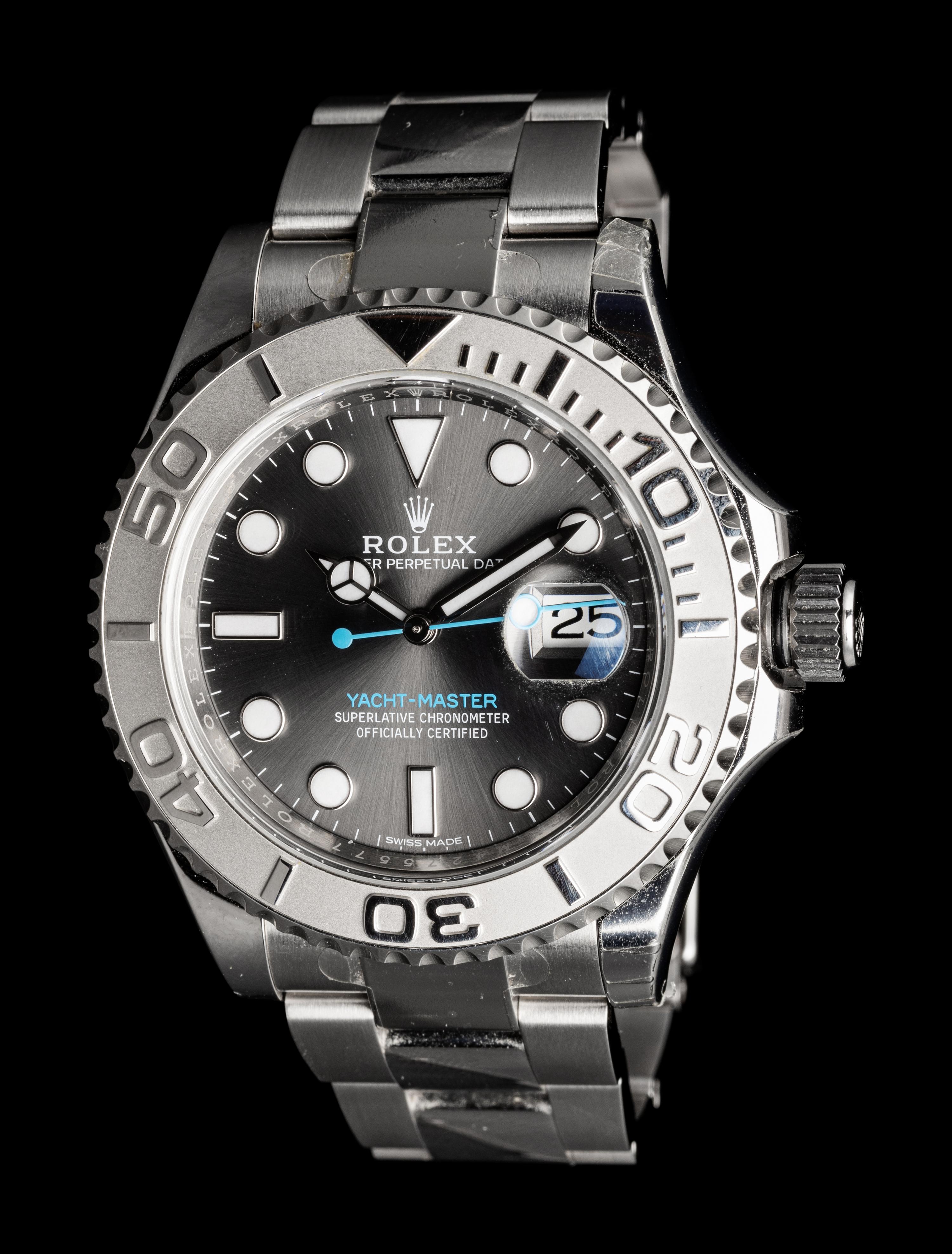 ROLEX, REF. 116622 STAINLESS STEEL AND PLATINUM 'YACHT-MASTER' WATCH