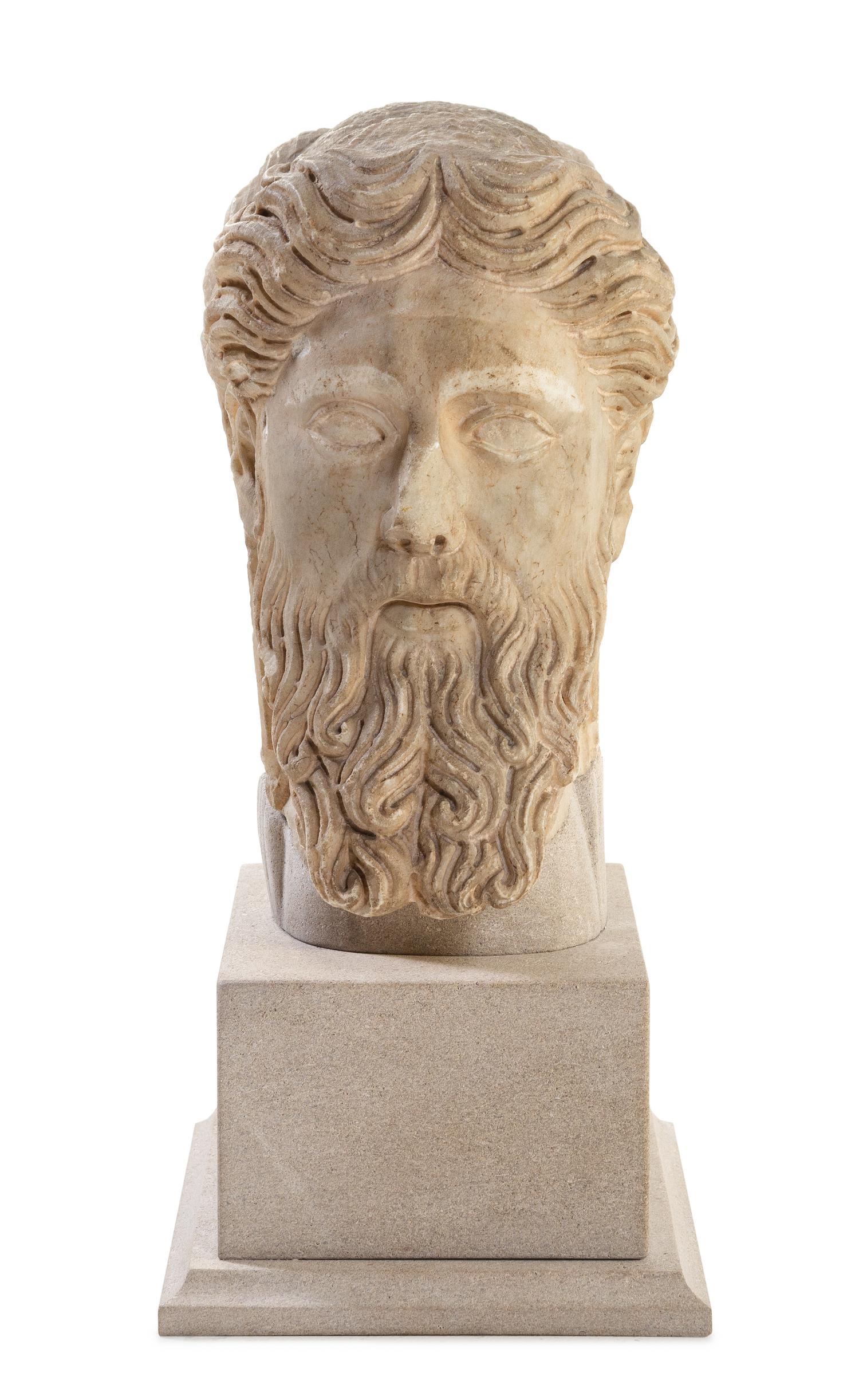 A Roman Marble Janiform Herm Head Height 13 1/2 inches. — CIRCA LATE 1ST-EARLY 2ND CENTURY C.E.