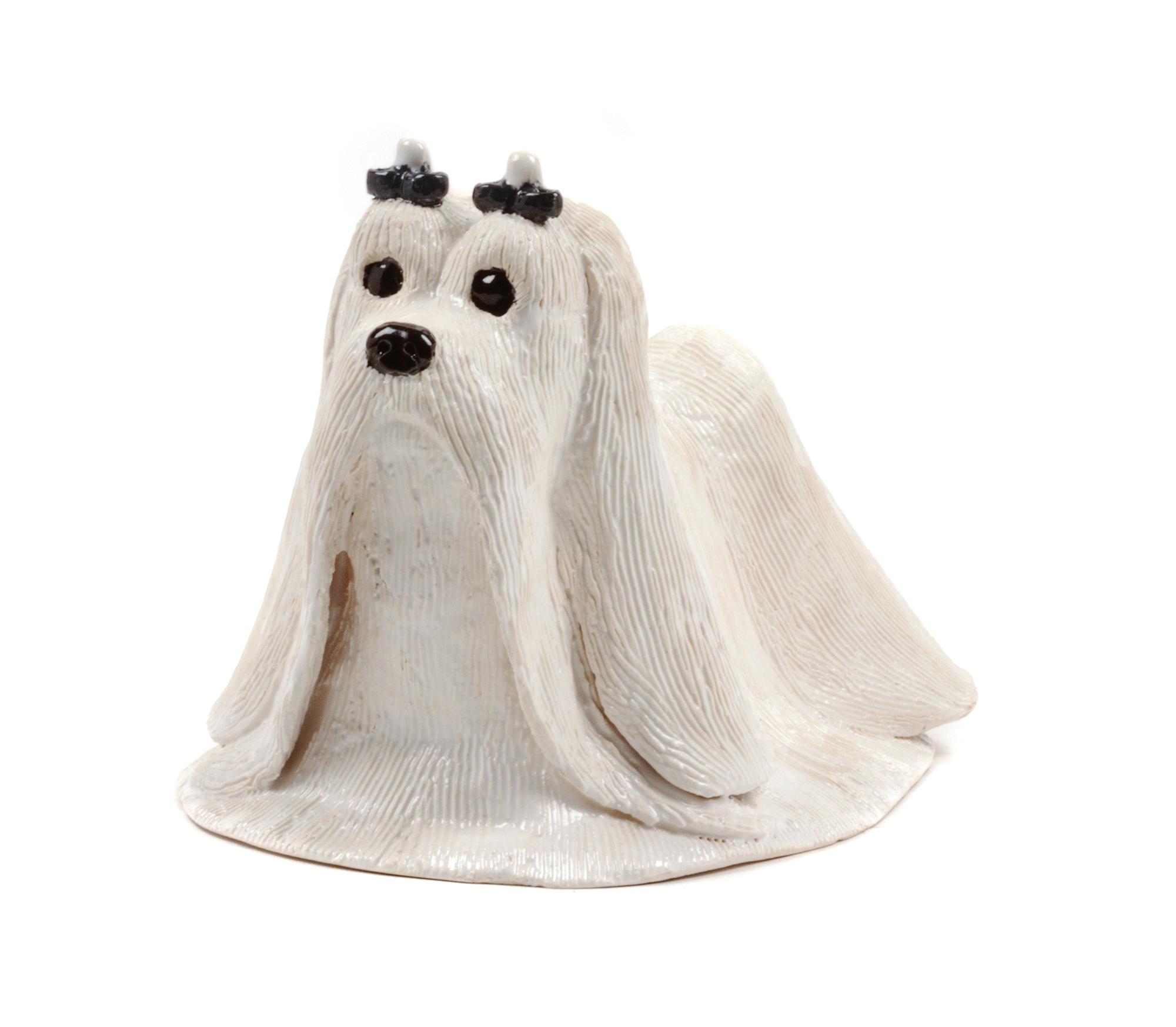 A Ceramic Maltese Figure Width 12 inches. — DELORES BURKHOLDER (20th Century)