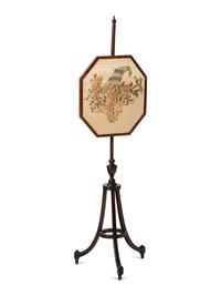An English Mahogany and Needlework Pole Screen