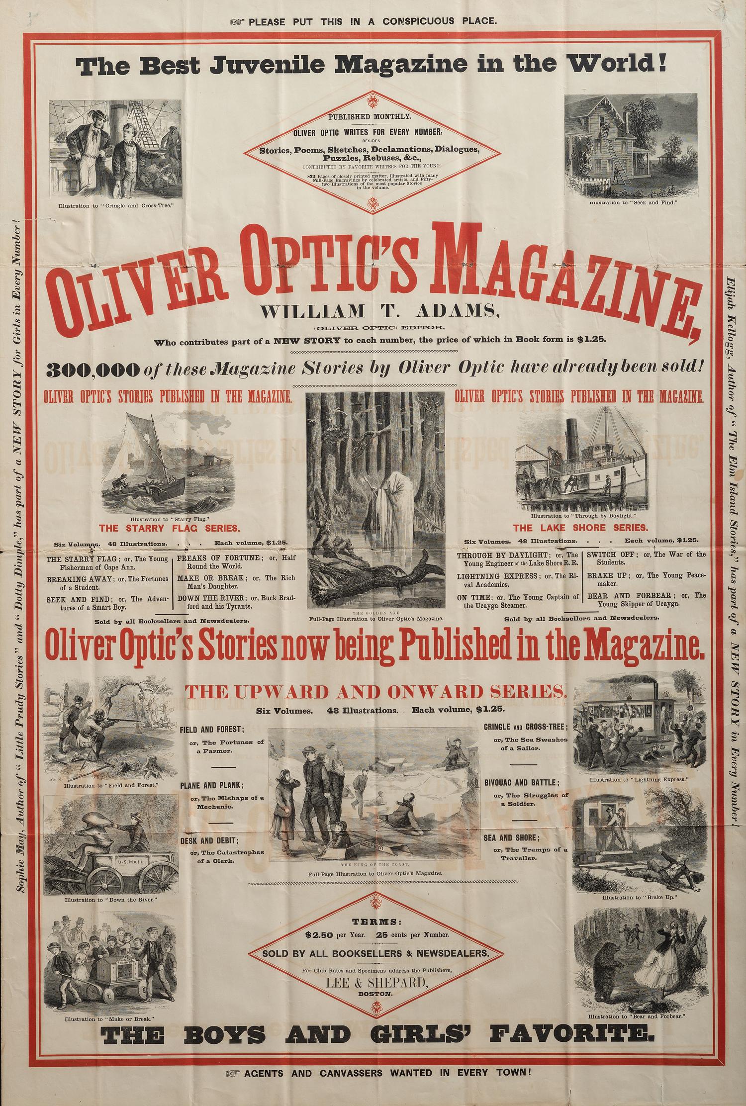 [ADVERTISING]. Oliver Optic's Magazine, the Best Juvenile Magazine in the World. Boston: Lee & Shepard, [ca 1872].