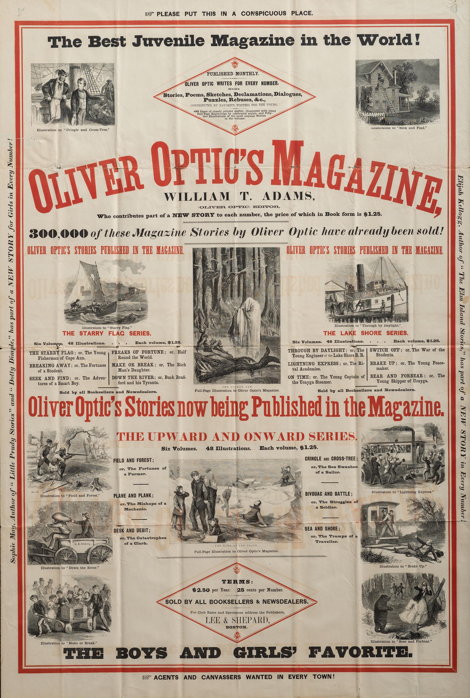 [ADVERTISING]. Oliver Optic's Magazine, the Best Juvenile Magazine in the World. Boston: Lee & Shepard, [ca 1872].