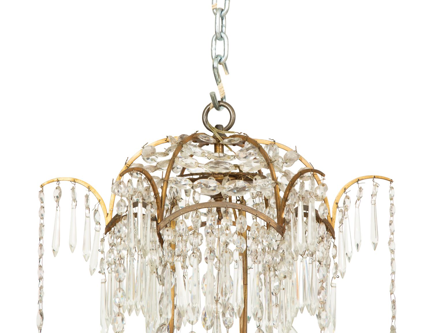A Baltic Gilt Bronze and Cut Glass Chandelier