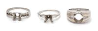 A Collection of Platinum and White Gold Ring Settings, 12.70 dwts.