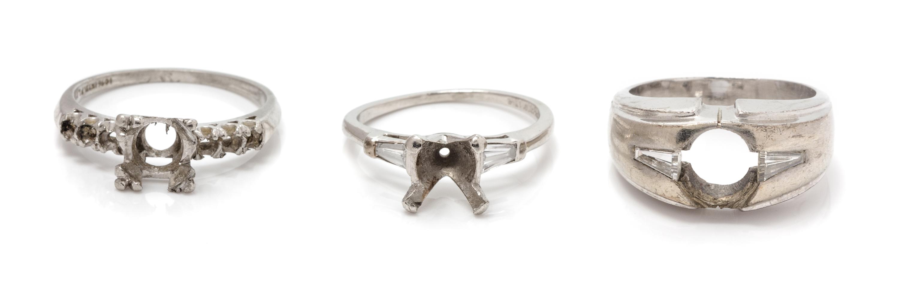 A Collection of Platinum and White Gold Ring Settings, 12.70 dwts.