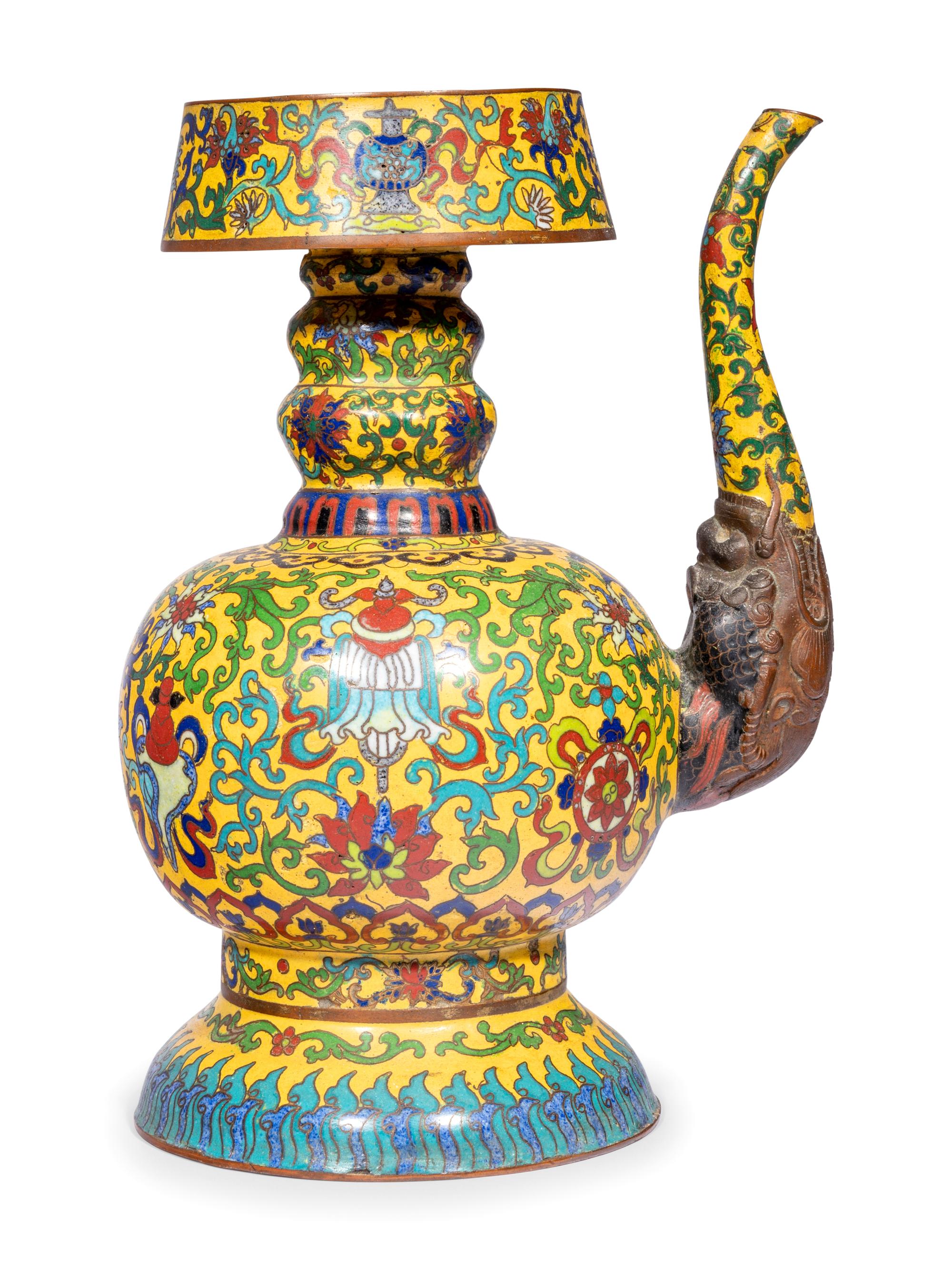 A Chinese Cloisonné Enamel Penba Ewer
