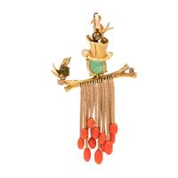 YELLOW GOLD, MULTIGEM AND DIAMOND SCARECROW PENDANT
