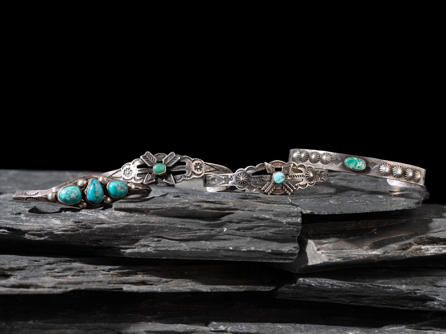 Navajo Silver and Turquoise Child's Bracelets