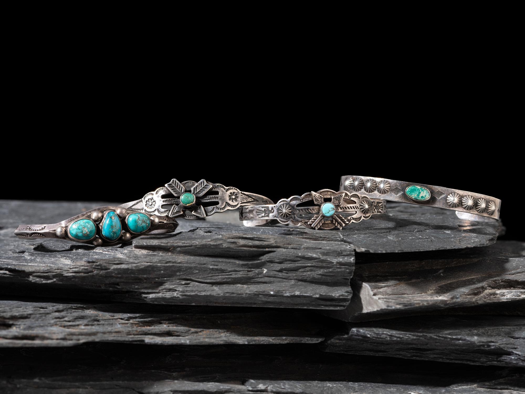 Navajo Silver and Turquoise Child's Bracelets