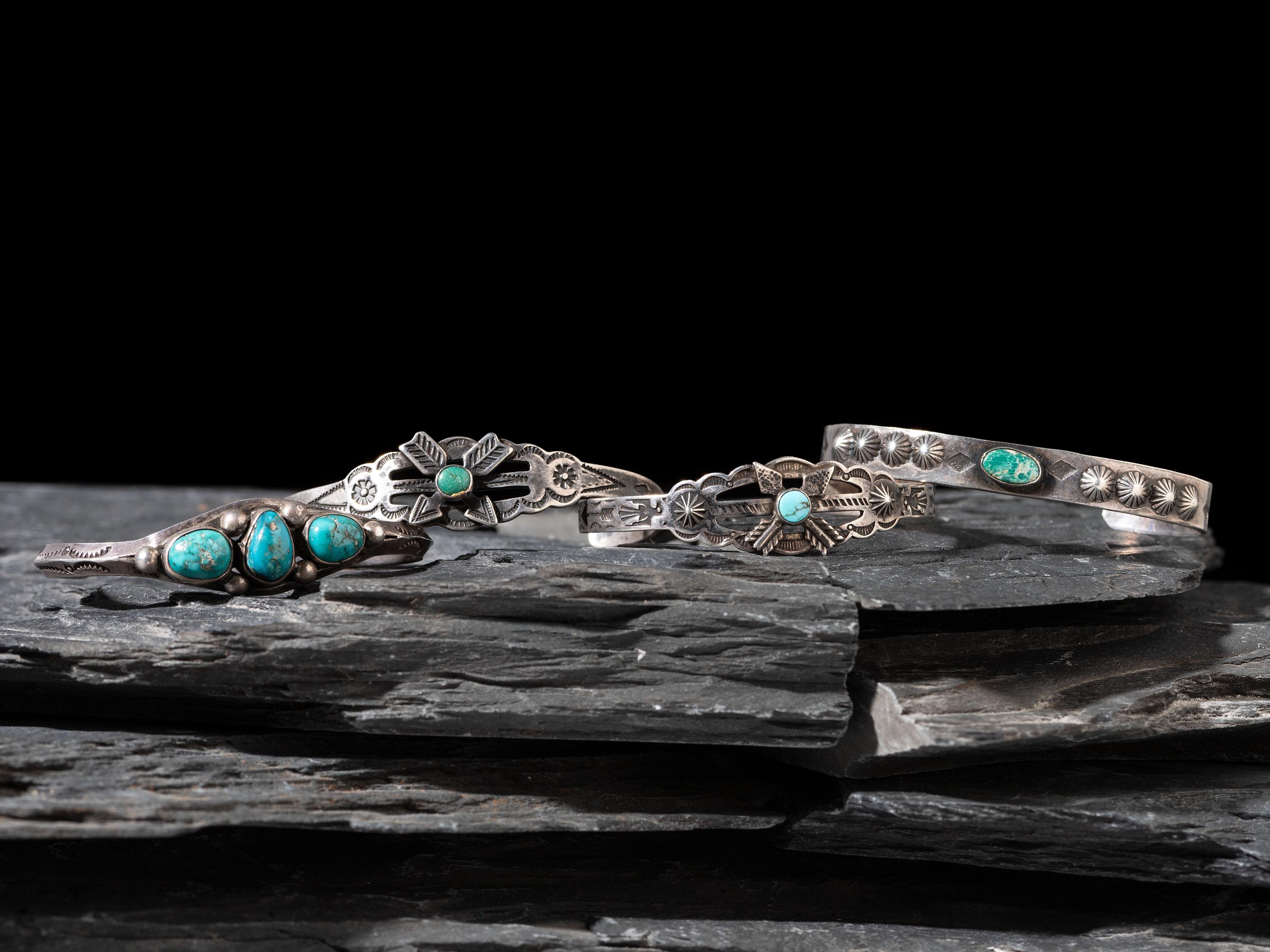 Navajo Silver and Turquoise Child's Bracelets