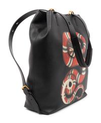 Gucci Backpack in Black Leather with Kingsnake Print, Alessandro Michele, 2016