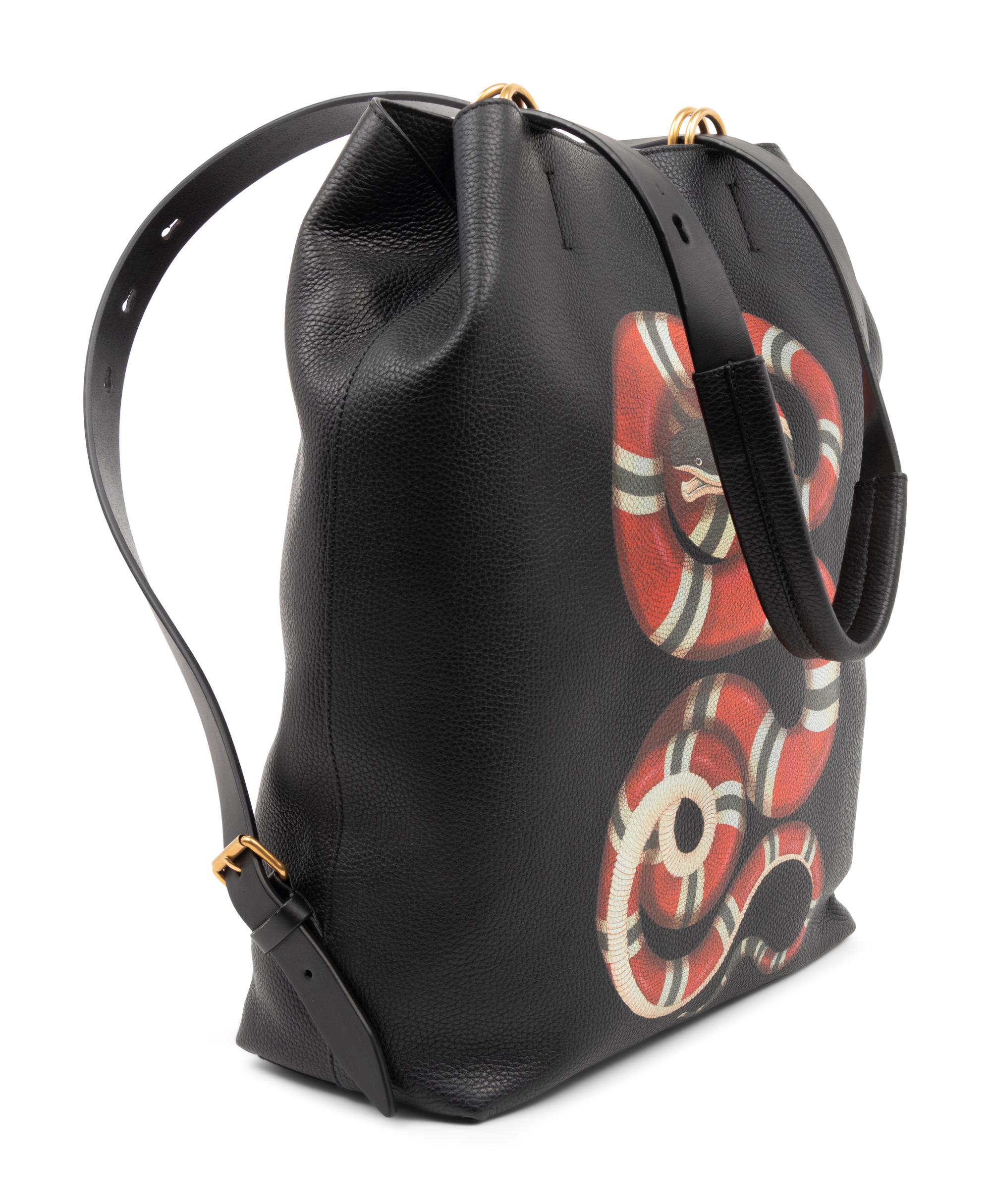 Gucci Backpack in Black Leather with Kingsnake Print, Alessandro Michele, 2016