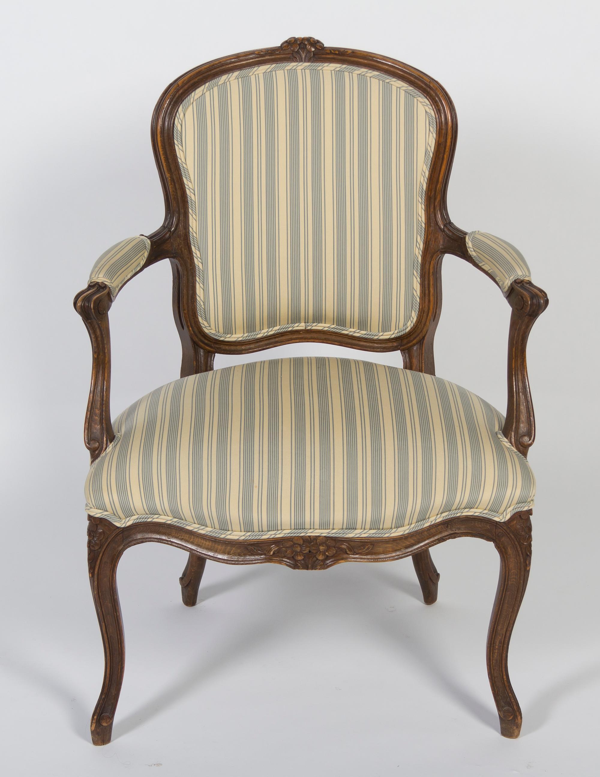 A Louis XV Style Fauteuil, Height 33 1/2 inches.