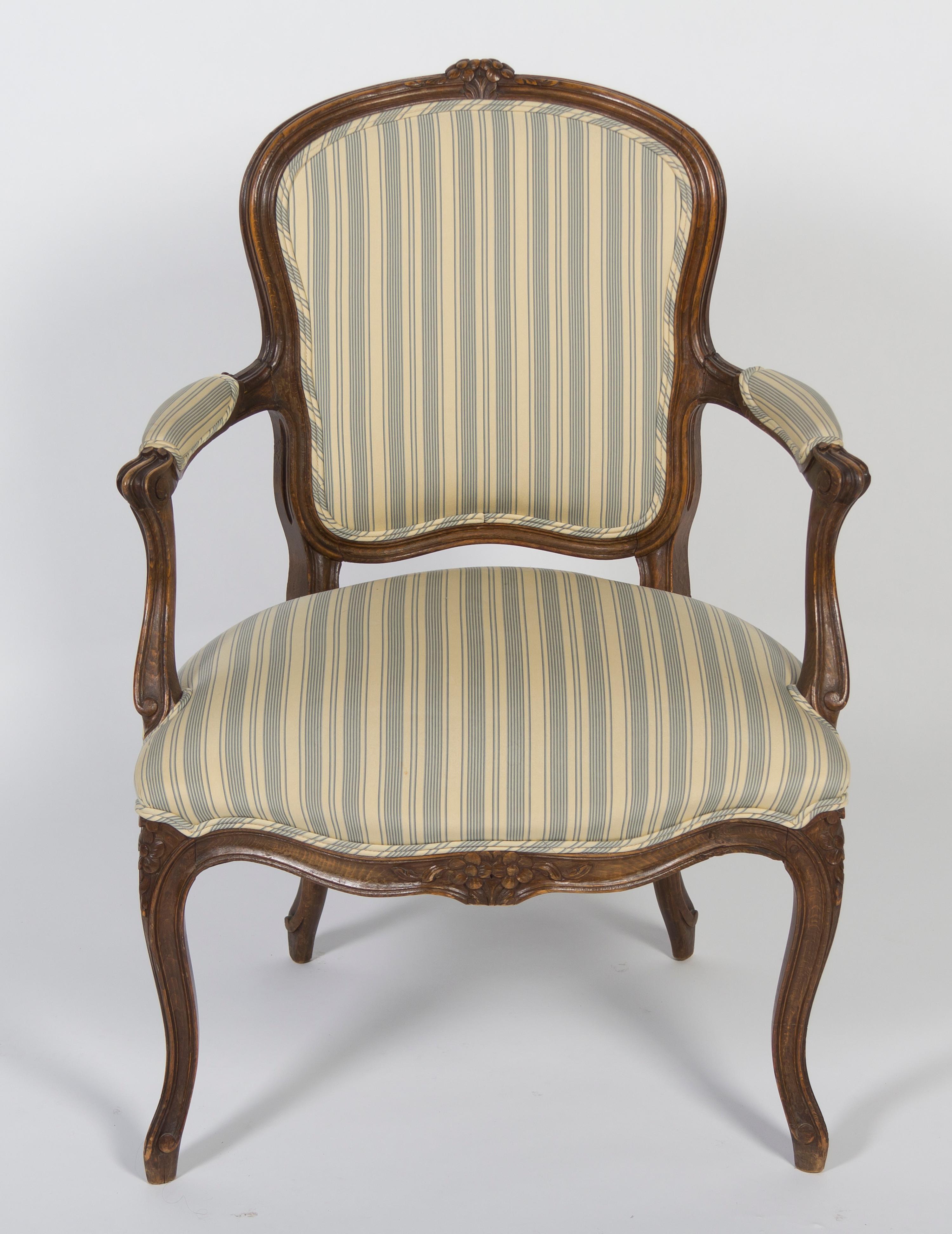 A Louis XV Style Fauteuil, Height 33 1/2 inches.