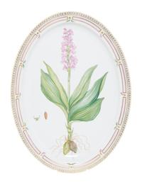 A Royal Copenhagen Flora Danica Oval Platter Width 20 1/2 inches.