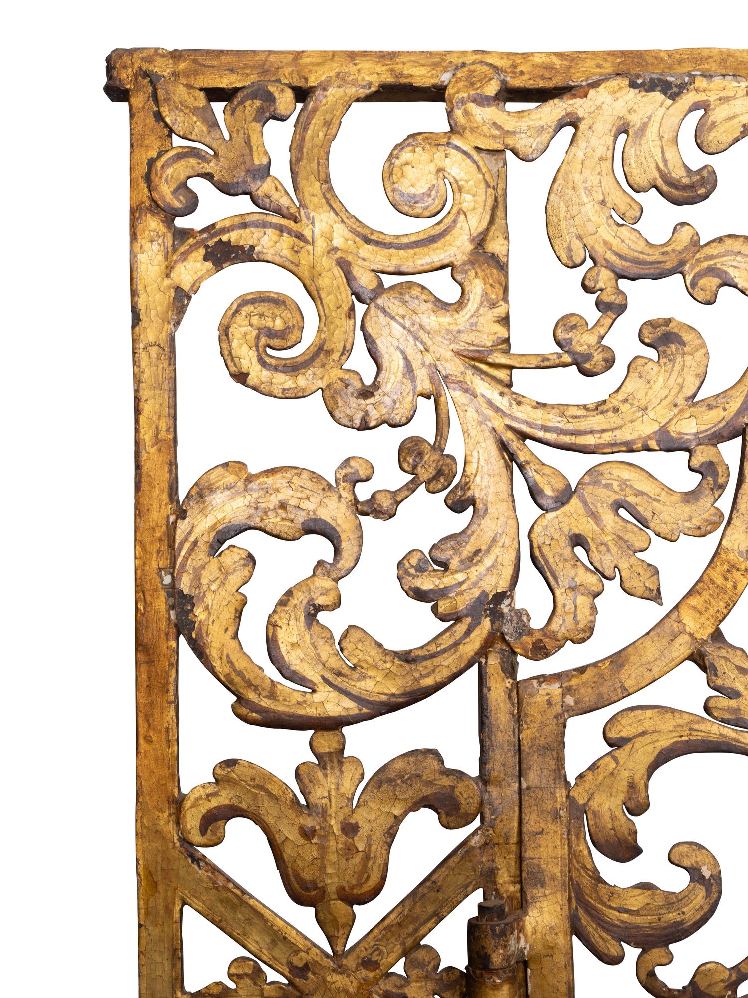 An Italian Baroque Gilt Wrought Iron Gate
