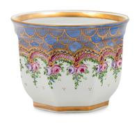 A Limoges Painted Porcelain Cache Pot