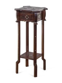 A Syrian Mother-of-Pearl Inlaid Walnut Pedestal Table