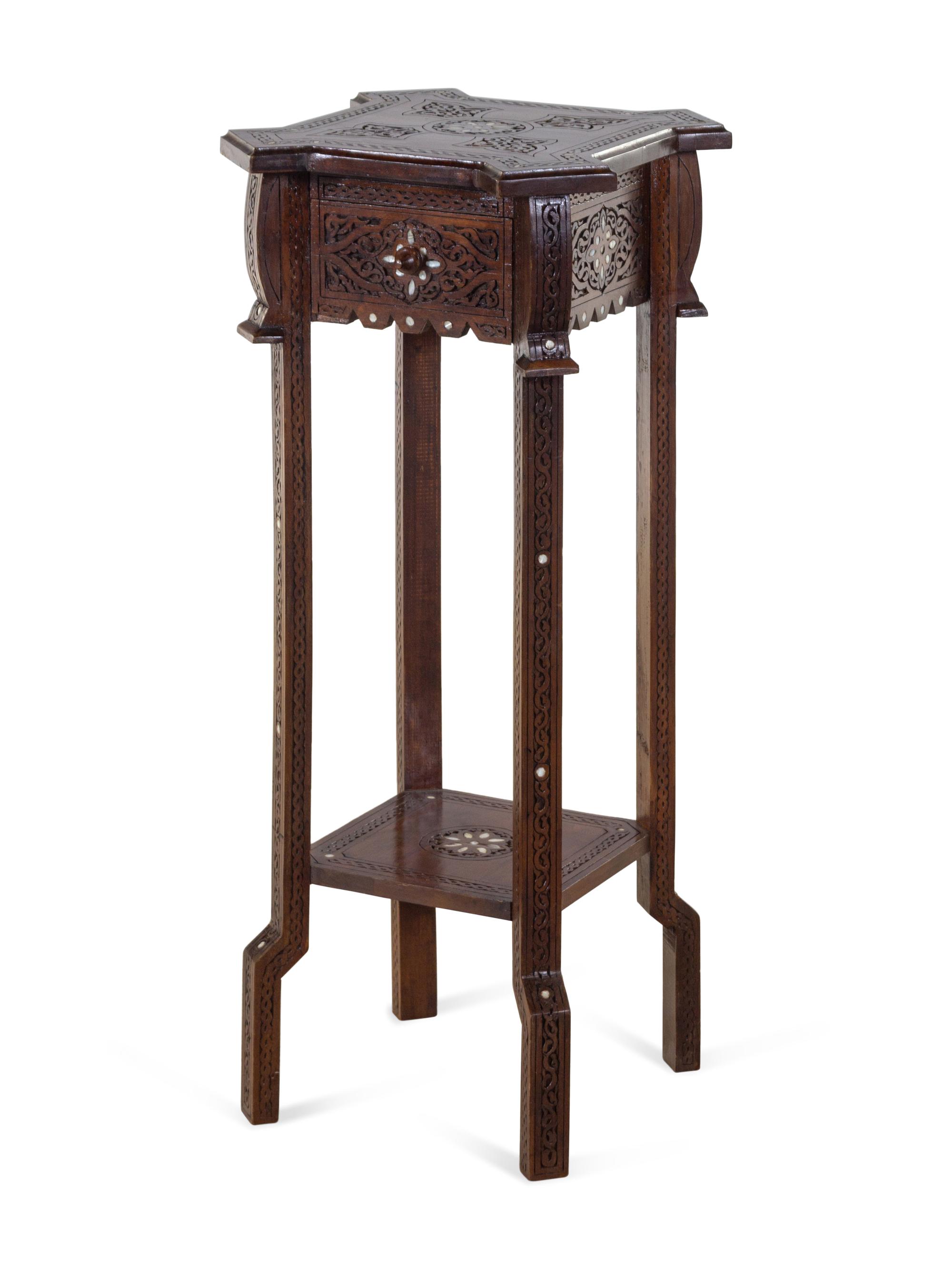 A Syrian Mother-of-Pearl Inlaid Walnut Pedestal Table