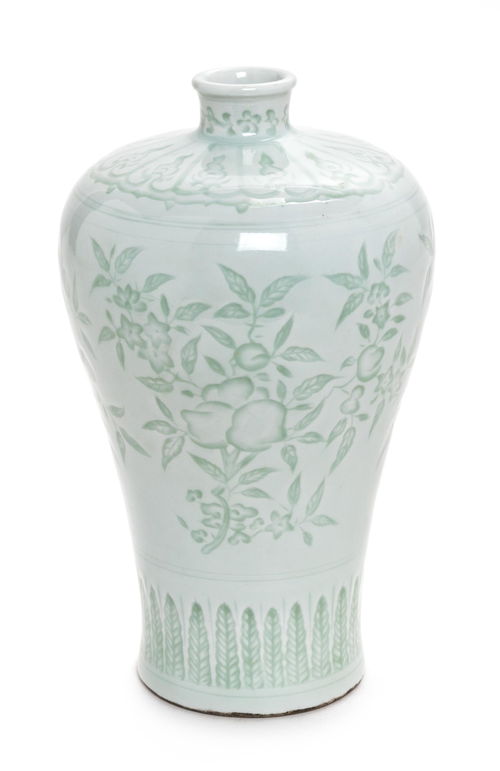 A White Glazed Porcelain Vase, Meiping Height 8 1/4 inches. — LATE 19TH CENTURY