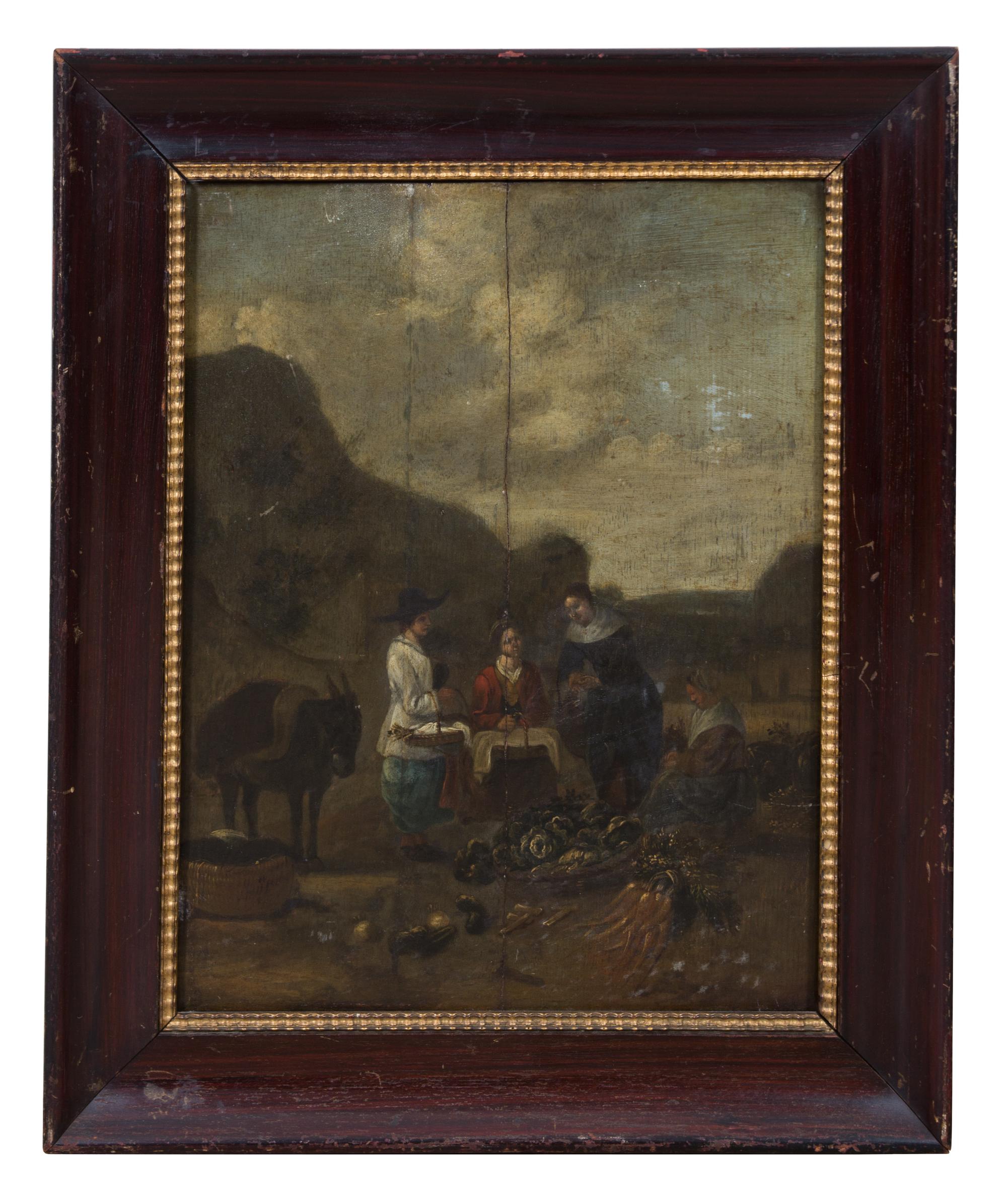 Attributed to Jan Miel, (Dutch, 1599-1663), Vegetable Seller at County Fair