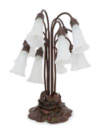 A Tiffany Studios Bronze Twelve-Light Lily Lamp Base